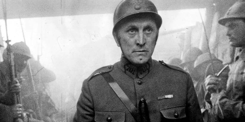 Kirk Douglas looks at the troops in Stanley Kubrick Paths of Glory