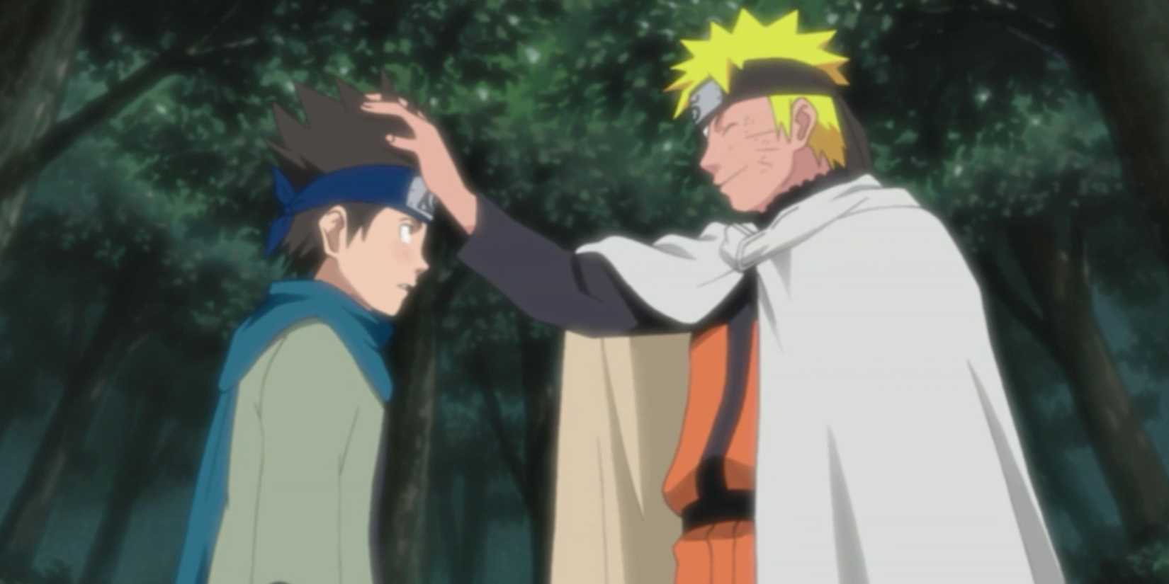 Naruto is proud of Konohamaru at Naruto's shippuden