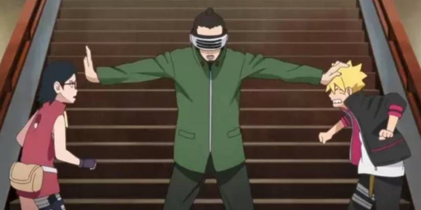 Shino Stopping Sarada And Boruto From Fighting In Boruto Series