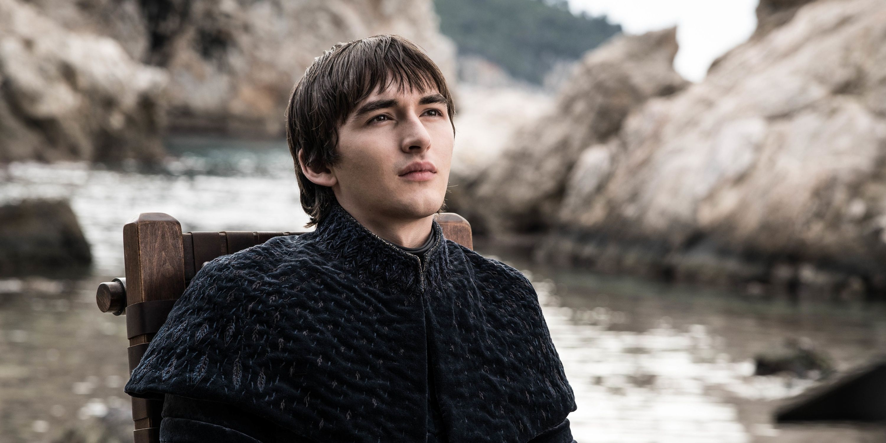 Bran Stark sitting in his chair and looking upward in Game of Thrones