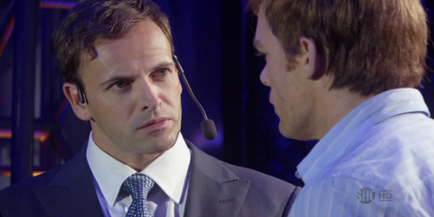 Jordan Chase looks at Dexter in season 5.
