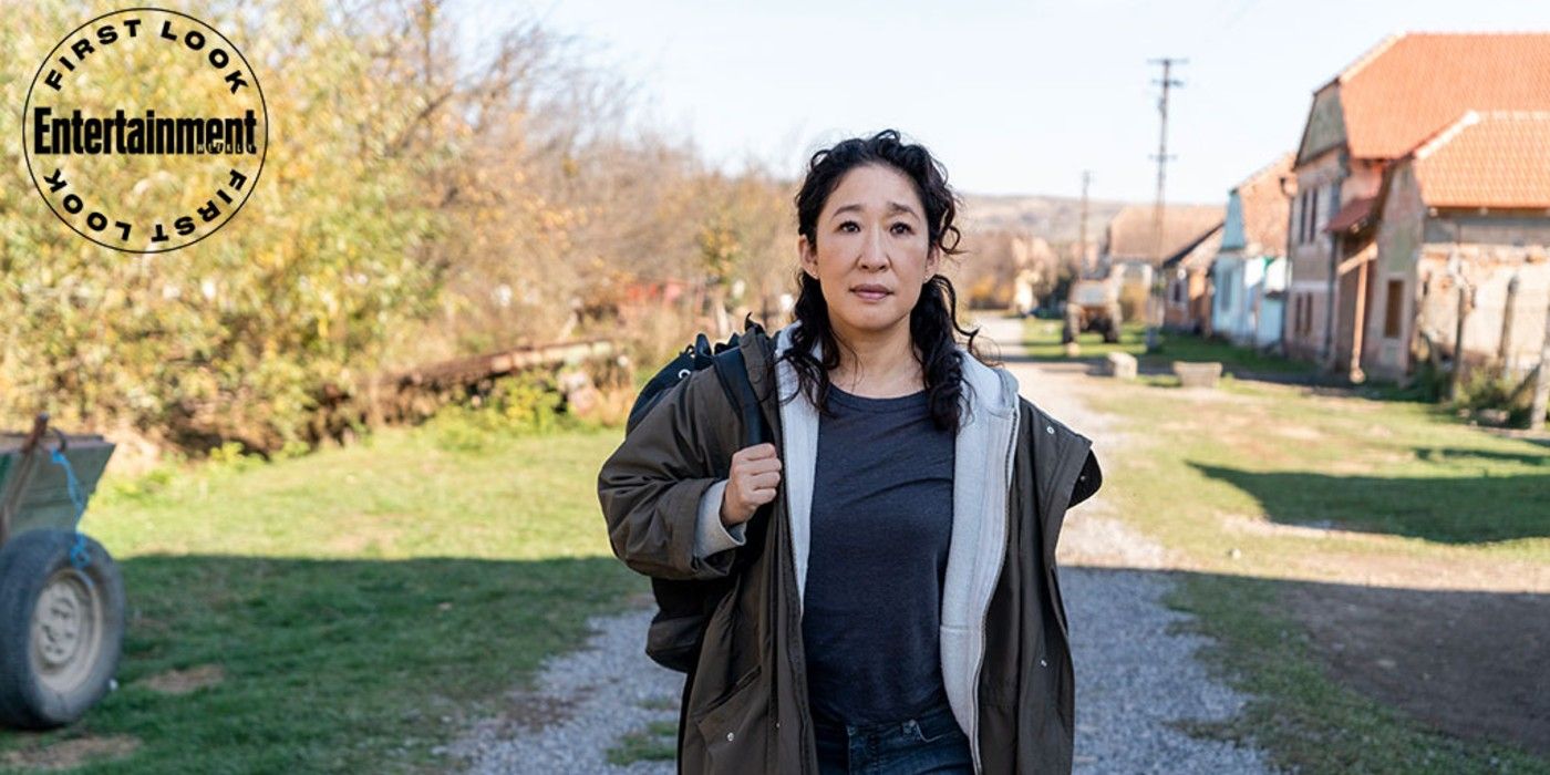 Eve (Sandra Oh) walking through a village in Killing Eve Season 3