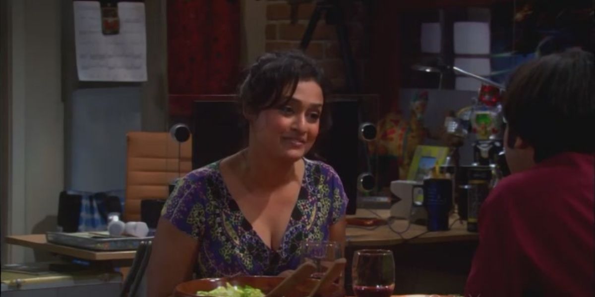 Lakshmi at dinner with Raj on The Big Bang Theory