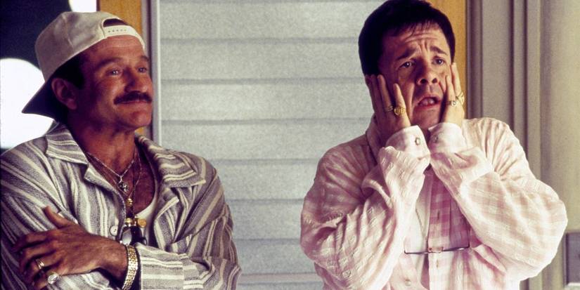 Robin Williams e Nathan Lane em O Pássaro na Gaiola