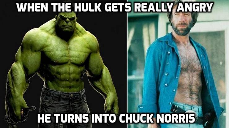 10 Chuck Norris Memes That Are Too Hilarious For Words To Describe. 16 Chuck Norris Hulk Meme