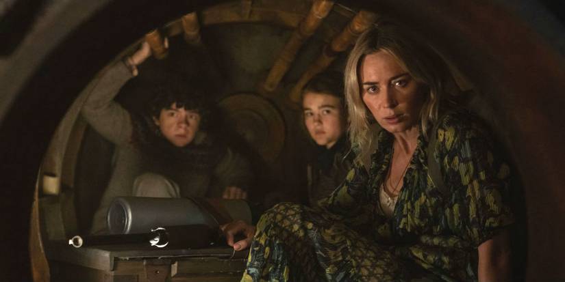 Emily Blunt Millicent Simmonds and Noah Jupe in A Quiet Place 2