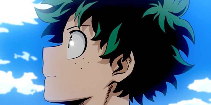 Side profile of Izuku Midoriya looking off in My Hero Academia