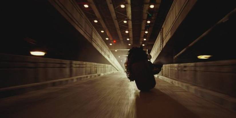 Batman riding off on his Bat-pod at the end of The Dark Knight.