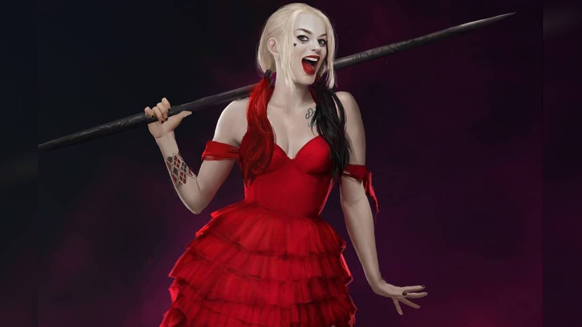 fitted lace wedding dress Suicide Squad 2021 Movie Harley Quinn Cosplay Costume Red Dress, M main image 0