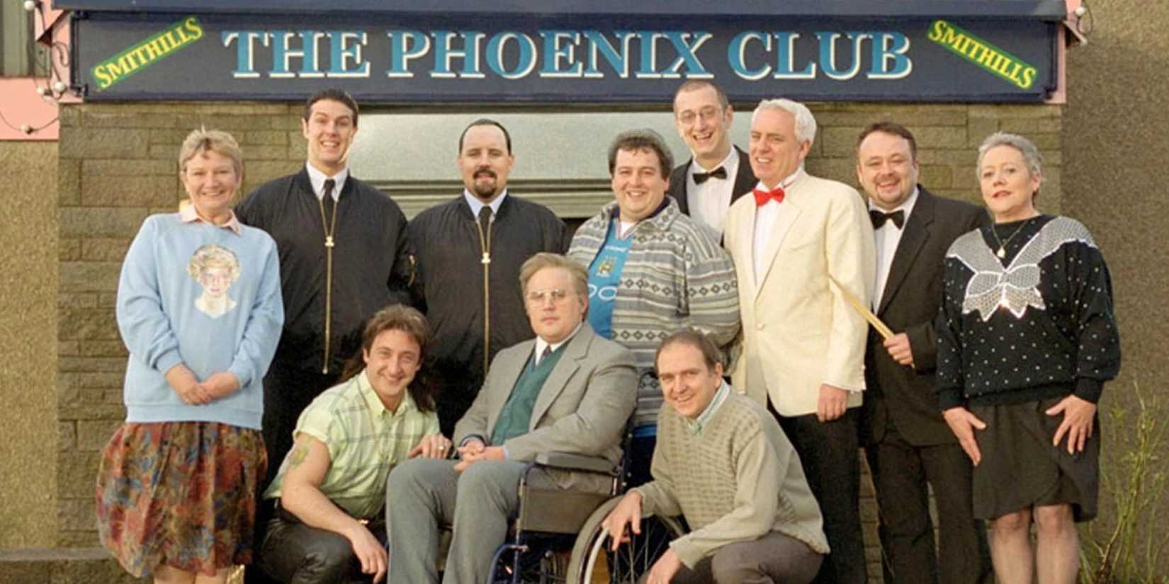 The cast gather outside the club in Phoenix Nights