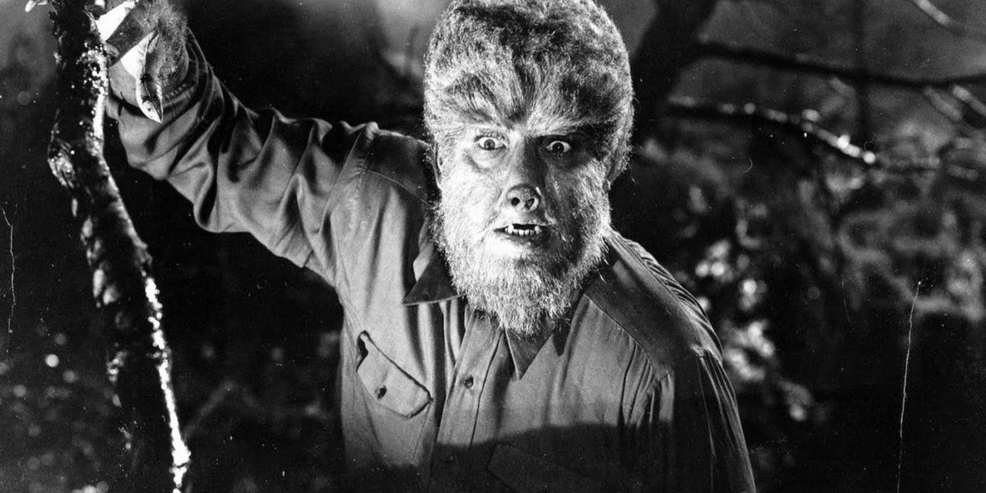 The Wolf Man lurks through bushes in the 1941 film