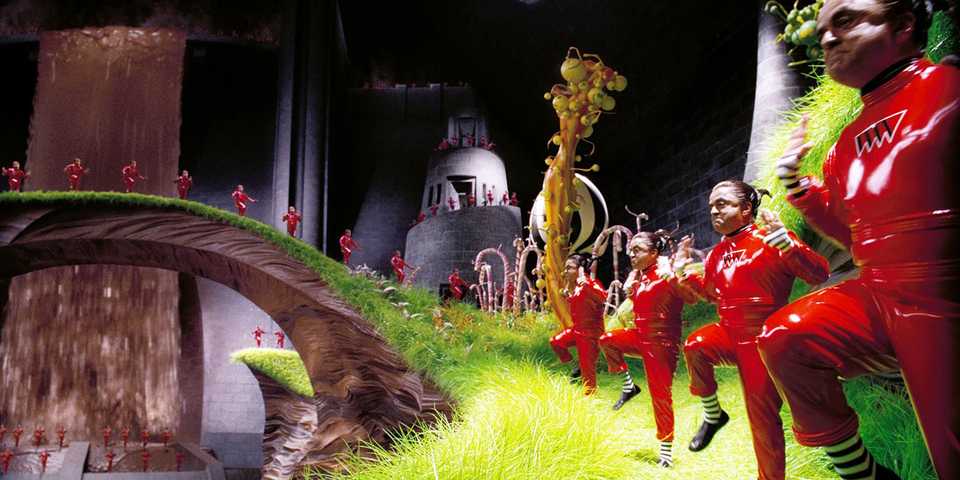 Oompa-Loompas dancing in Charlie and the Chocolate Factory