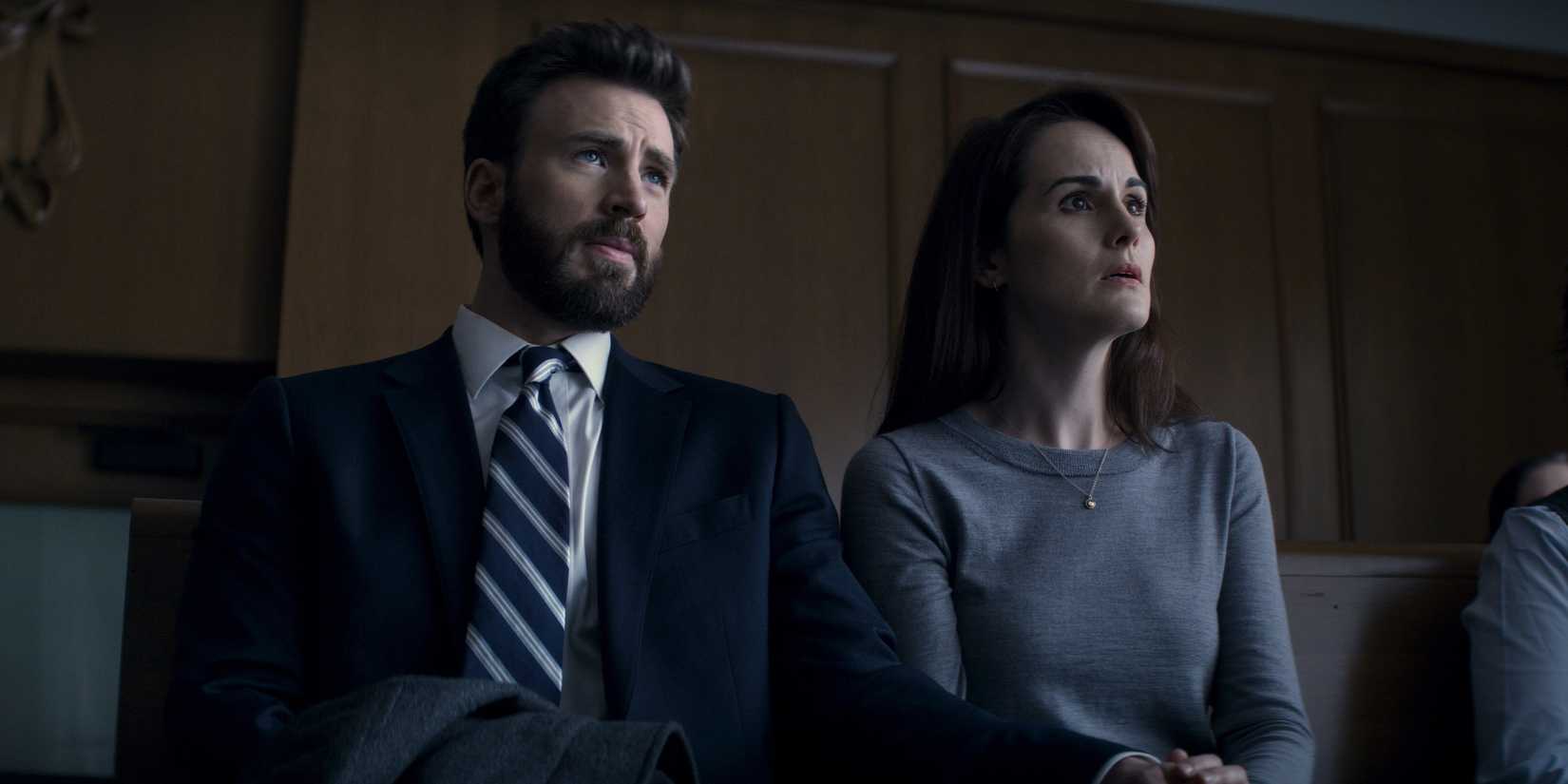 Chris Evans e Michelle Dockery em Defending Jacob Apple TV+