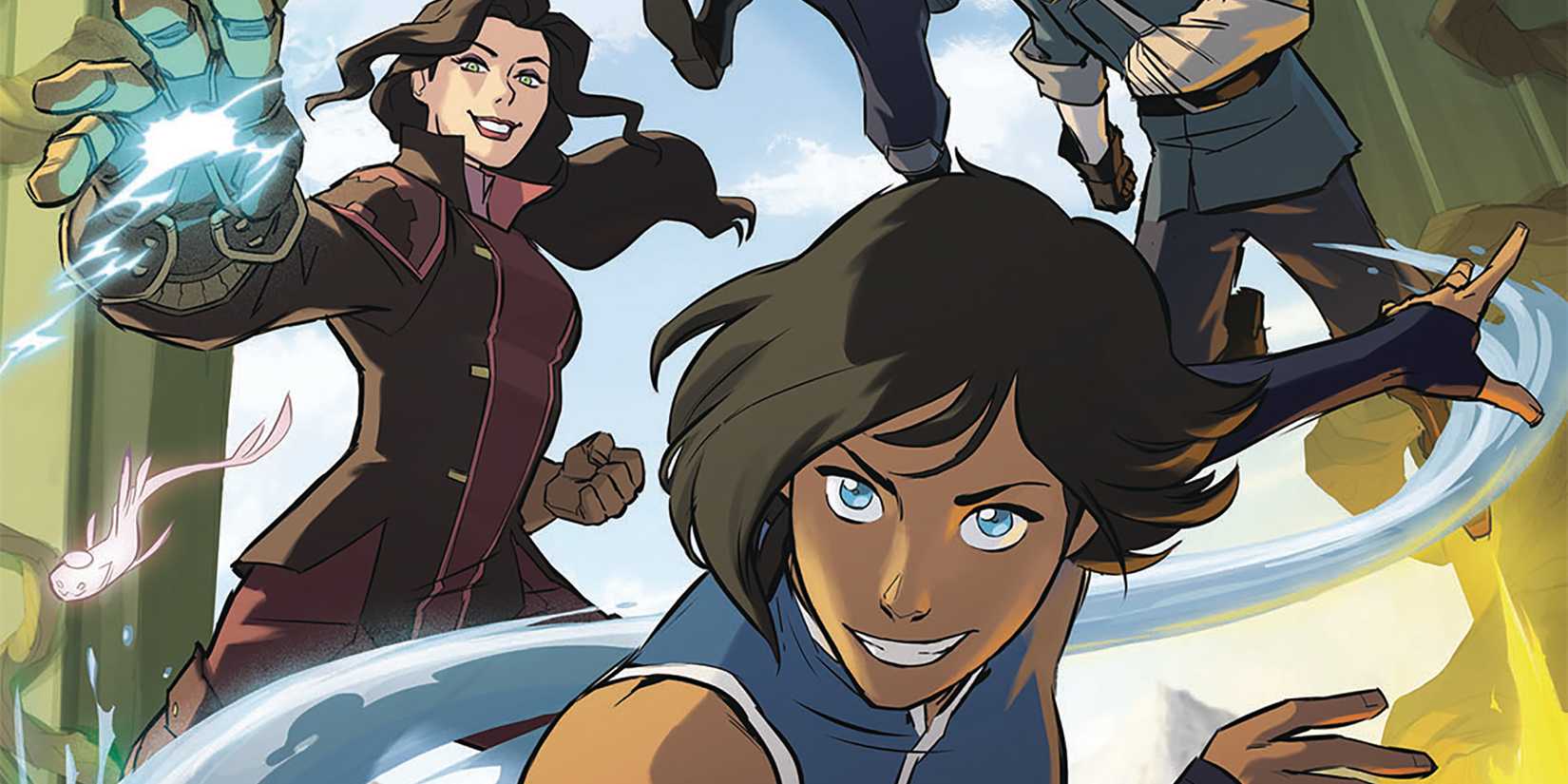 A cropped image of Legend of Korra characters including Asami and Korra from the Legend of Korra comics
