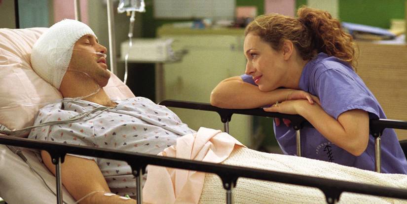 Mark Greene in a hospital bed on ER.