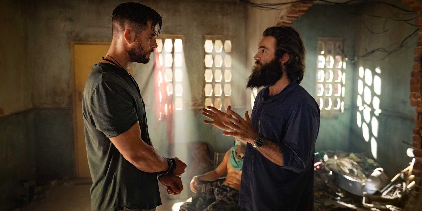 Extraction director Sam Hargrave with Chris Hemsworth