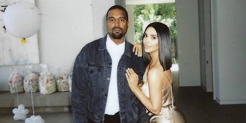 Kanye West and Kim Kardashian KUWTK posing at home