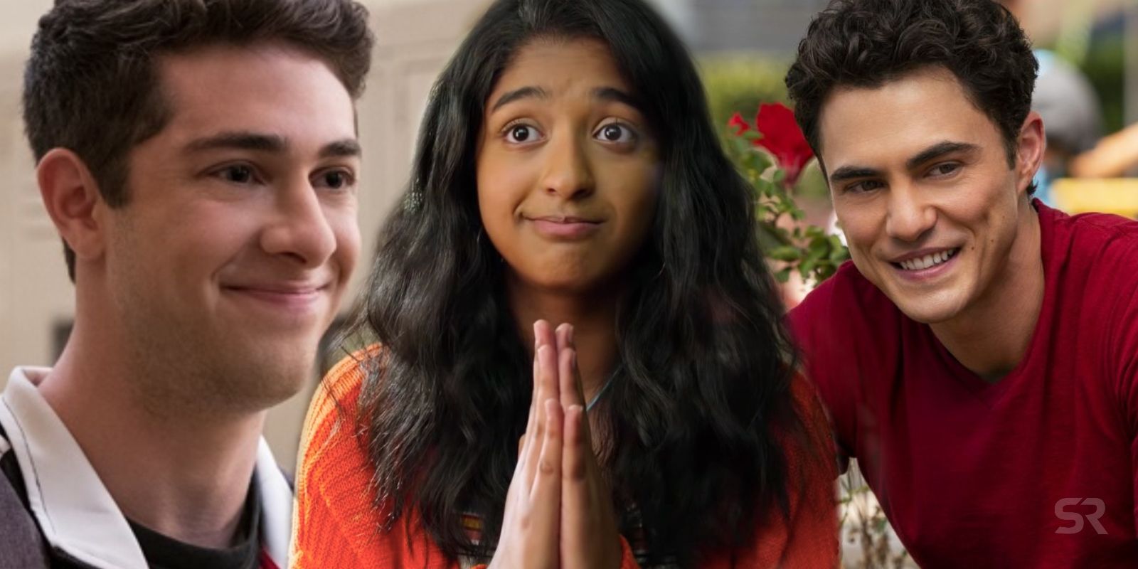 Blended image of Ben, Devi, and Paxton in Never Have I Ever.