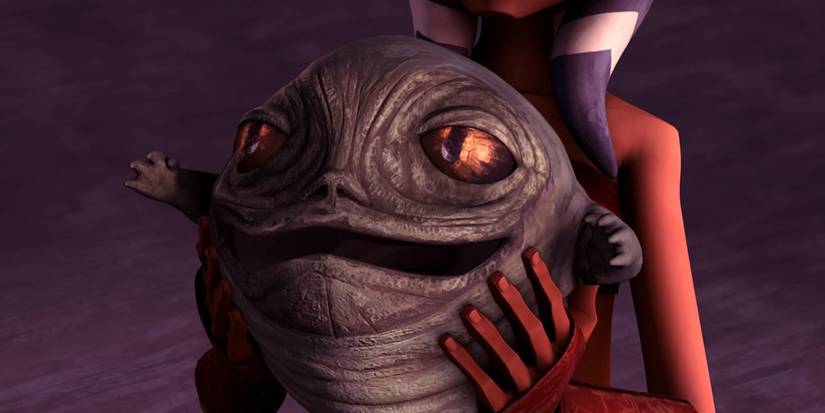 Ahsoka Tano holding Rotta The Hutt Star Wars The Clone Wars Movie 