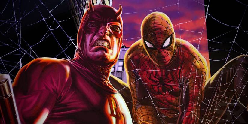 Daredevil und Spider-Man Comic Team-Up Art