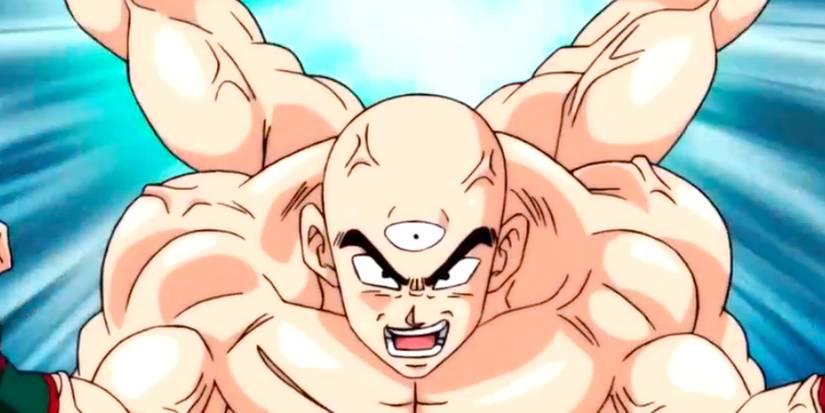 Four Witches Tien Shinhan in battle in Dragon Ball.