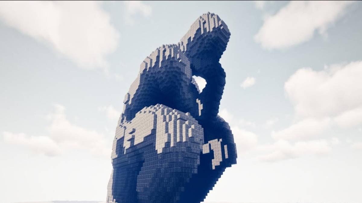 Minecraft Video Shows Thinker Statue Carved Out Of Massive Stone Block