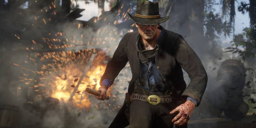 RDR2's Arthur Morgan and John Marston Rob Modern Bank In GTA Crossover