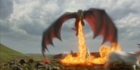 Drogon attacks in the Game of Thrones episode Spoils of War