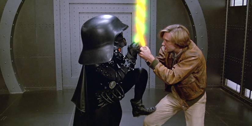 Lone Starr and Dark Helmet's Schwartz duel in Spaceballs