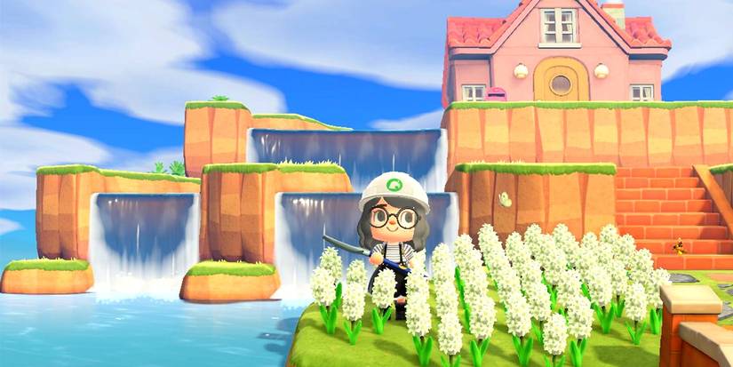 Every Flower Type & How To Get Them Animal Crossing New Horizons Front Yard Waterfall flowers