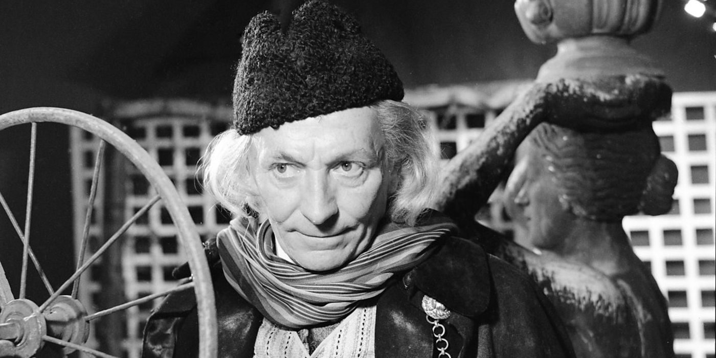 William Hartnell as The First Doctor looks slyly in Doctor Who