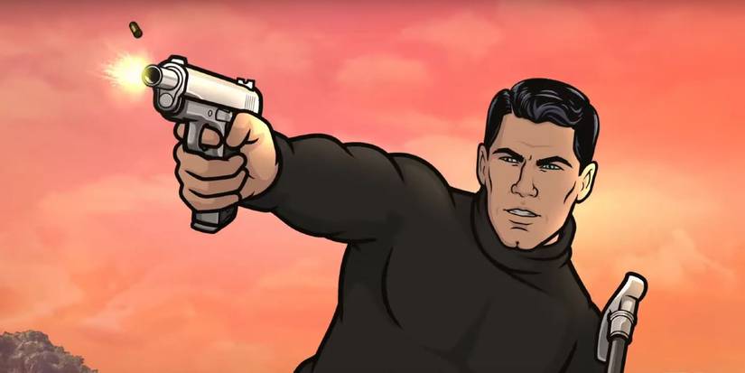 Sterling Archer firing a gun in Archer
