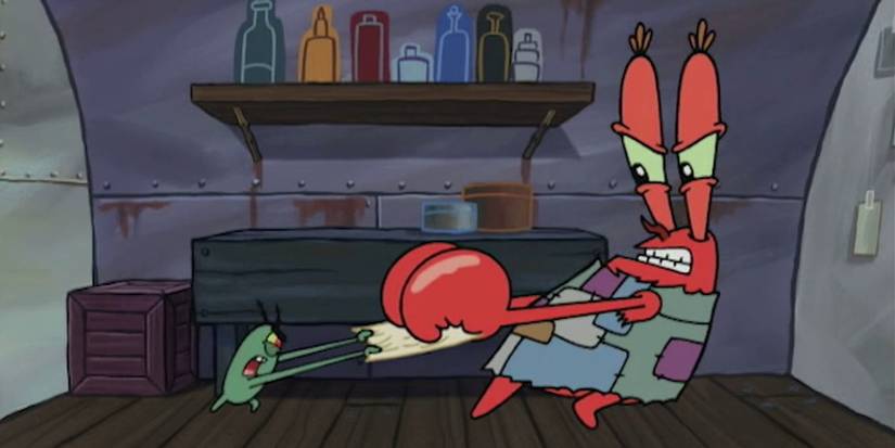 Mr. Krabs And Plankton fighting of the secret Krabby patty recipe In SpongeBob SquarePants
