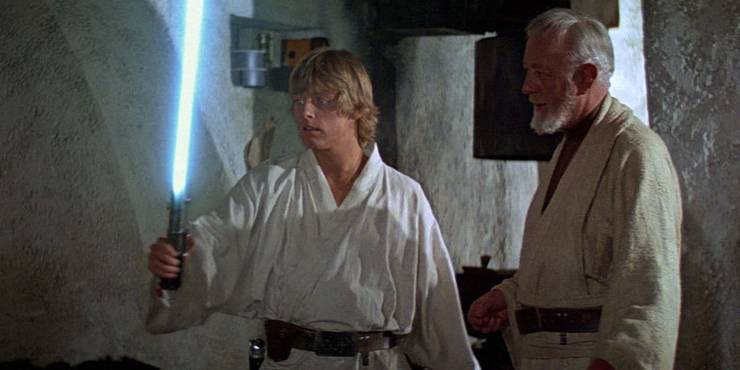 Luke Skywalker med blå ljussabel Luke Skywalker med blå ljussabel