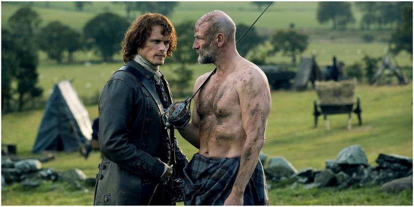 Jamie and Dougal talk at war camp. 