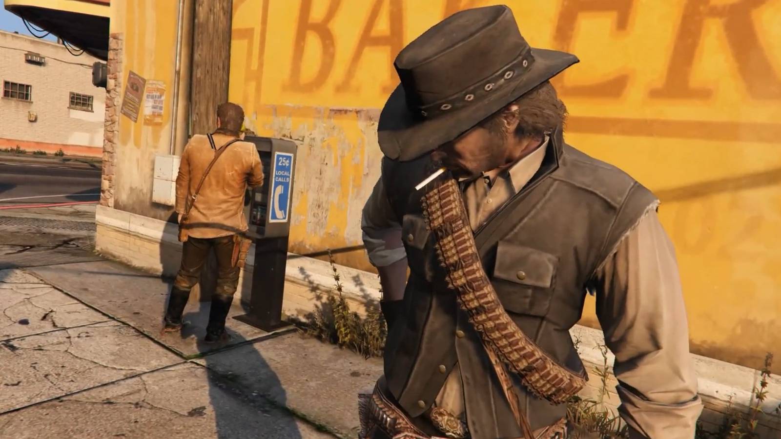 RDR2's Arthur Morgan and John Marston Rob Modern Bank In GTA Crossover