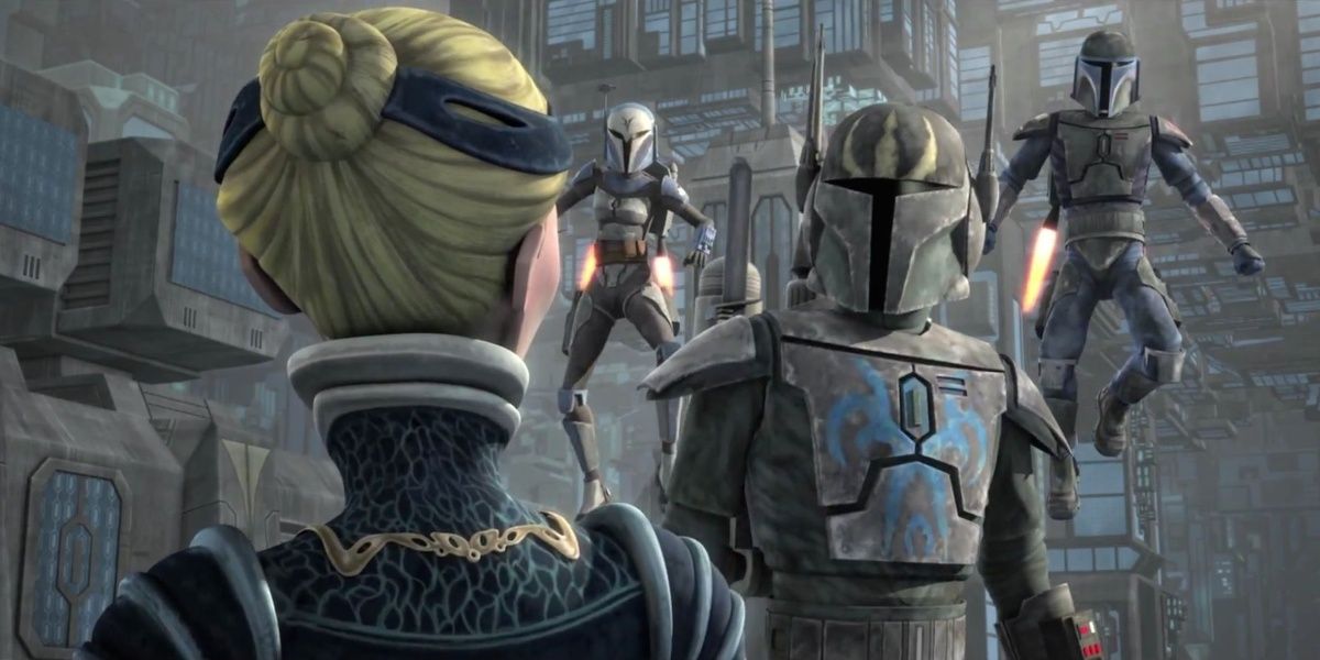 Satine Kryze fala com Death Watch em The Clone Wars