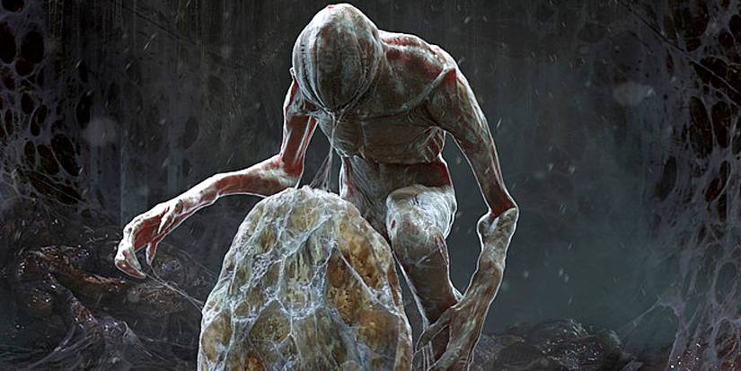 Demogorgon looking over an egg in Stranger Things.