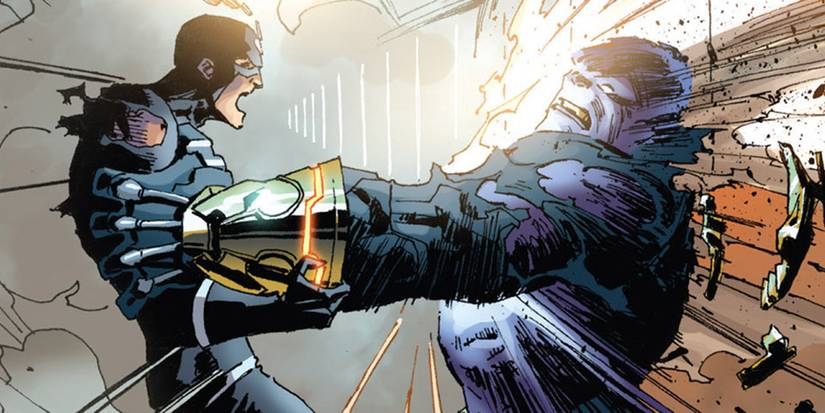 Black Bolt screams into Thanos' face