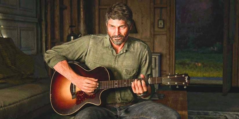 Joel playing guitar in The Last of Us Part 2