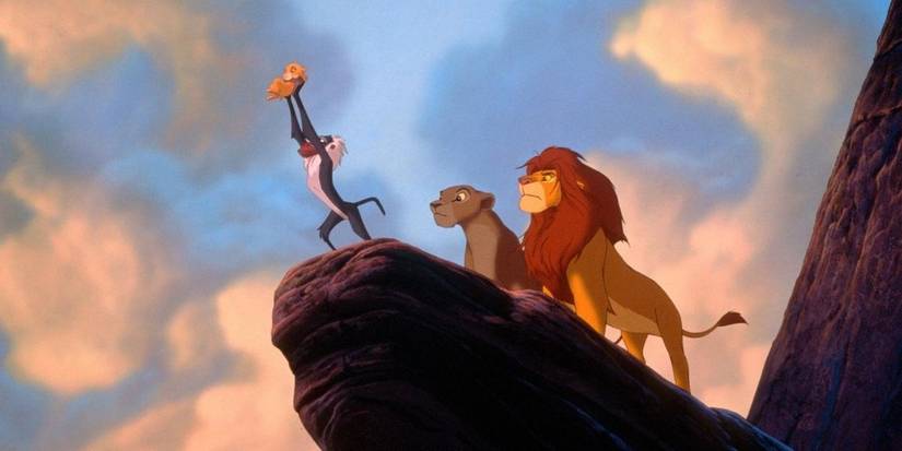 10 Greatest '90s Kids Movies Ever Made 7 Rafiki lifts Simba up at Pride Rock in The Lion King (1994)