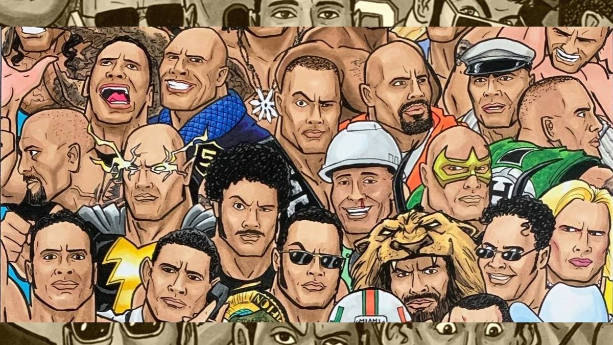 The Rocks Roles Incredible Art Combines All Of The Rock’s Roles Into One (& He Approves)