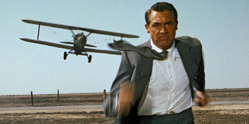 Cary Grant rennt aus einem Flugzeug in North by Northwest