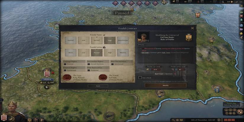 Выделен договор феода в Crusader Kings 3.