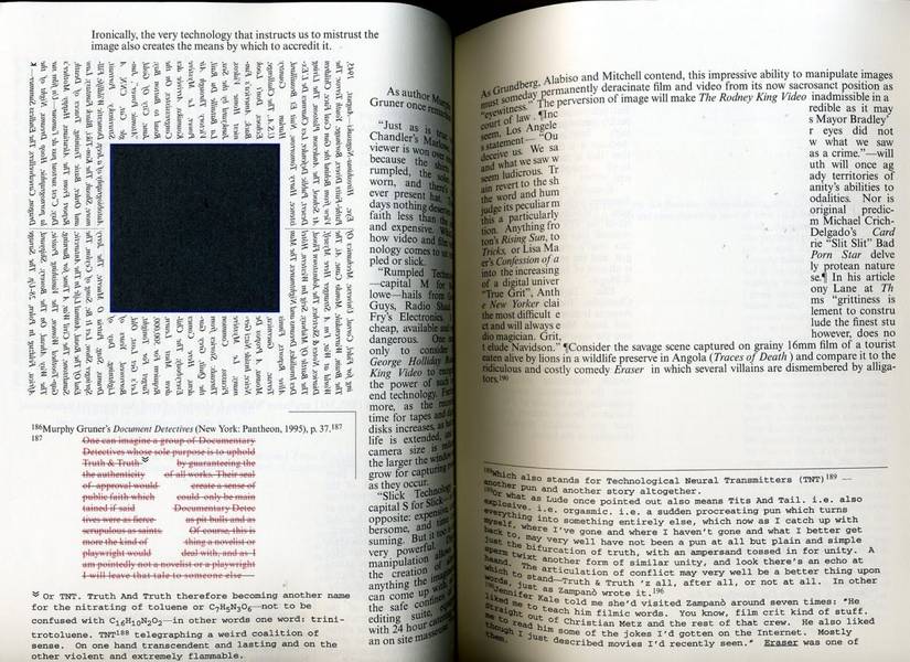 A page from House of Leaves depicting the wild formatting of the book.