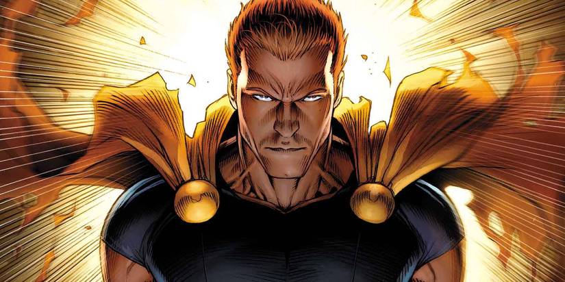 Hyperion, Marvel's Superman, standing in front of a bright light.