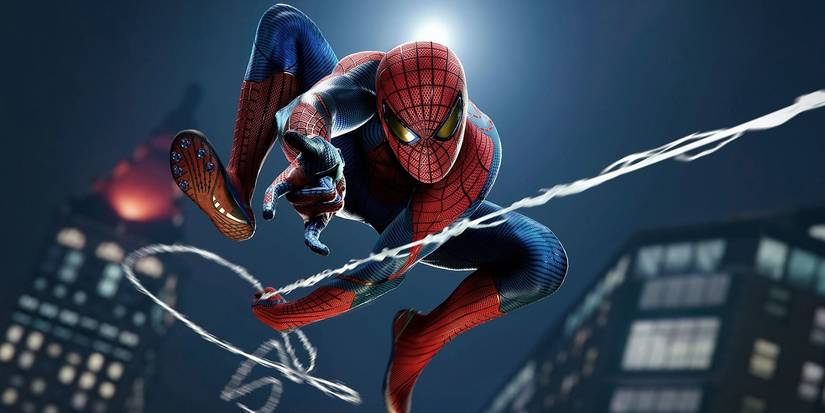 A screenshot of the Amazing Suit in Marvel's Spider-Man remaster.