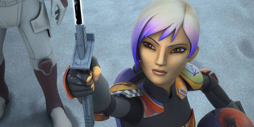 Sabine Wren empunha o Sabre Negro em Star Wars: Rebels.