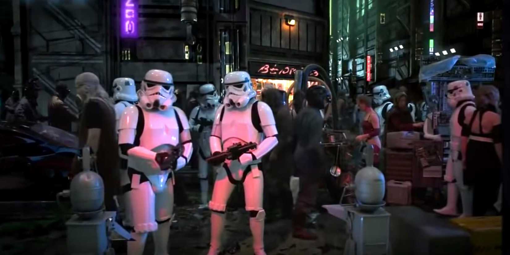 Star Wars: Underworld-Testaufnahmen, die Sturmtruppen auf den Straßen von Coruscant zeigen