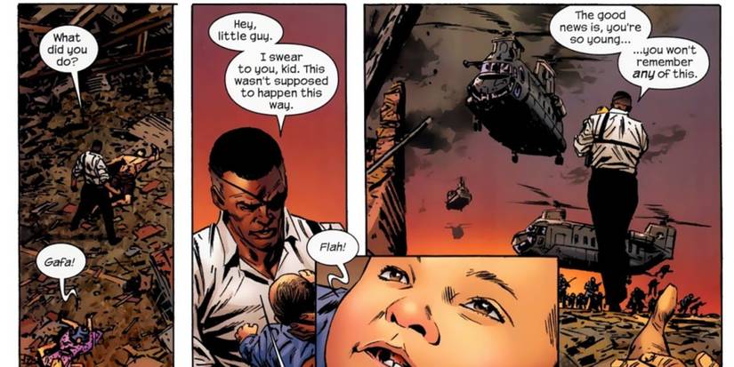 Ultimate Nick Fury first meets Peter after his parents death